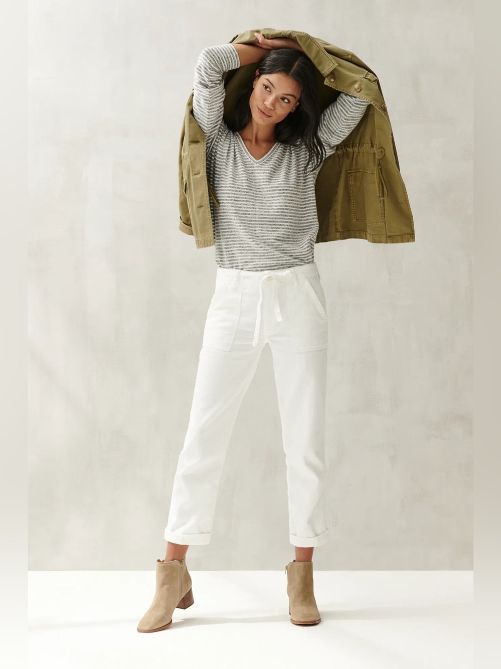 Lucky Brand Mid Rise Utility Straight Pants White Size 30